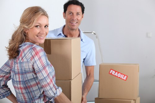 Office relocation setup with boxes and equipment for Westkensington removals